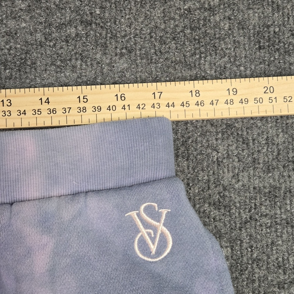 Victoria's Secret Fleece Mid Rise L Jogger Pants Blue/Pink Tie-Dye Cloud - Picture 4 of 10